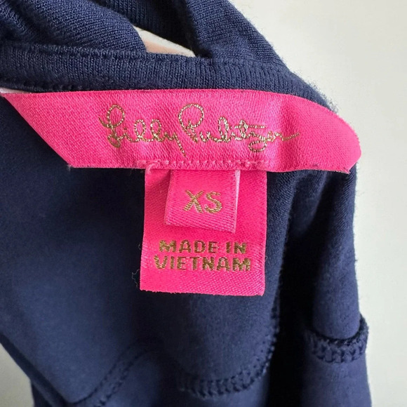 Lilly Pulitzer Navy Blue 3/4 Sleeve Top With Strappy Back Detail Size XS T Shirt - Picture 6 of 8